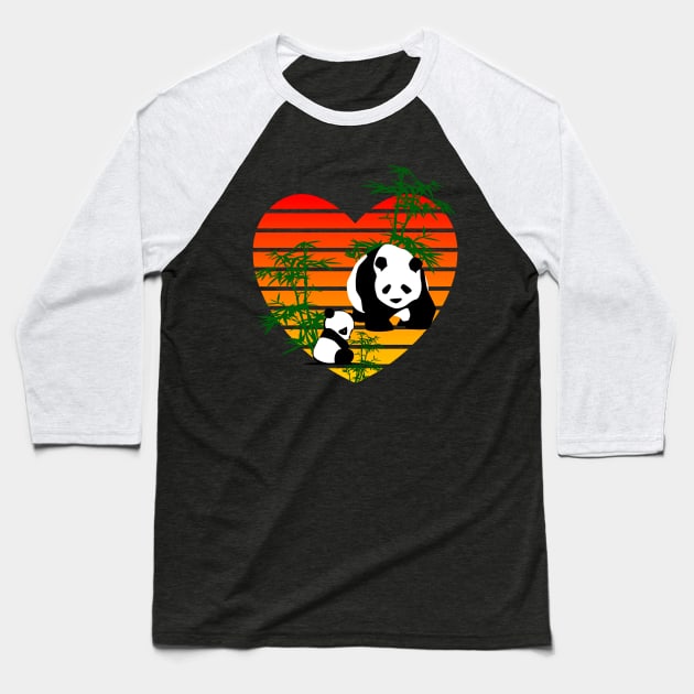 Cute Baby Panda Mama Panda Sunset Baseball T-Shirt by Funkrafstik